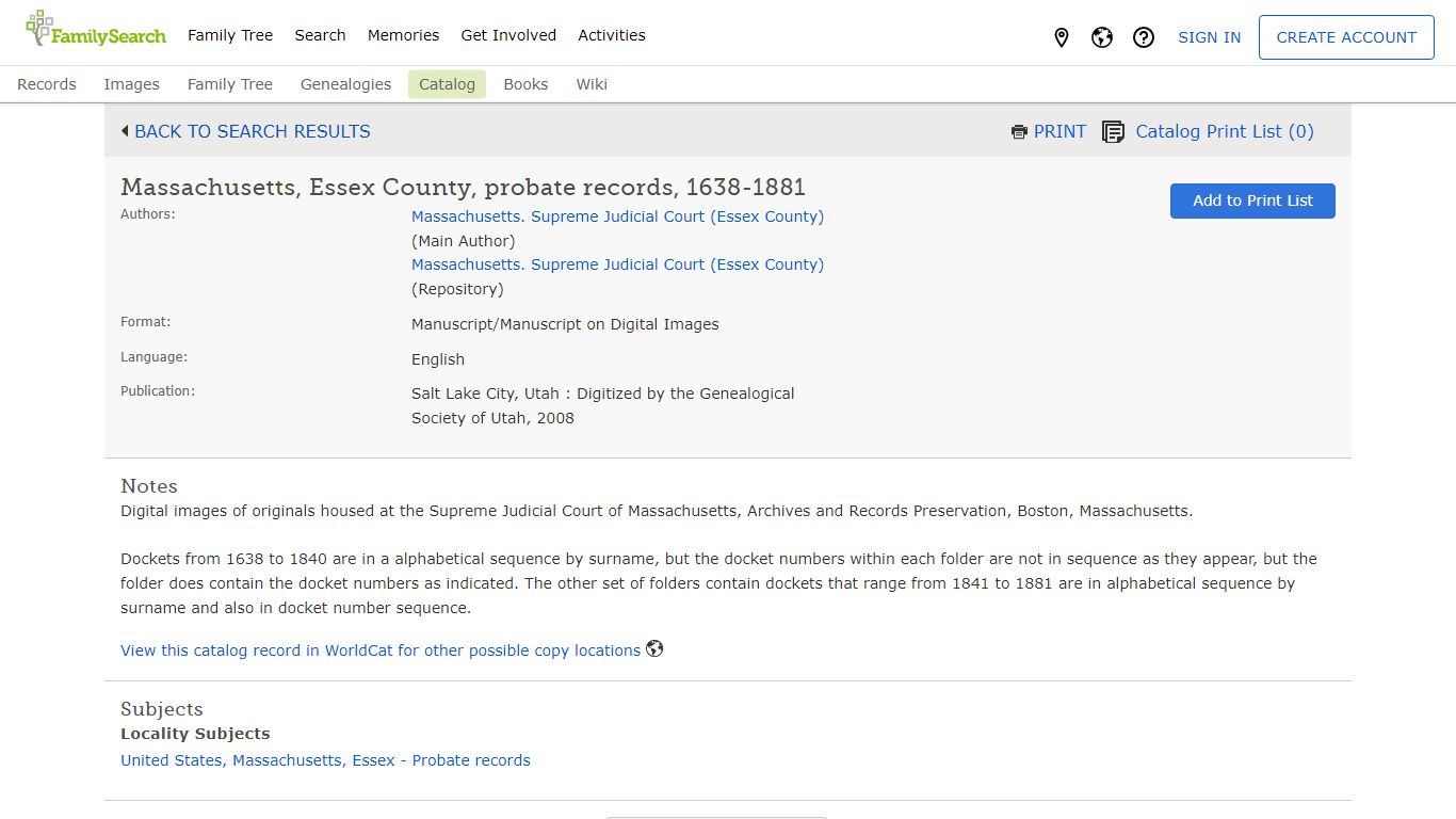 Massachusetts, Essex County, probate records, 1638-1881 - FamilySearch